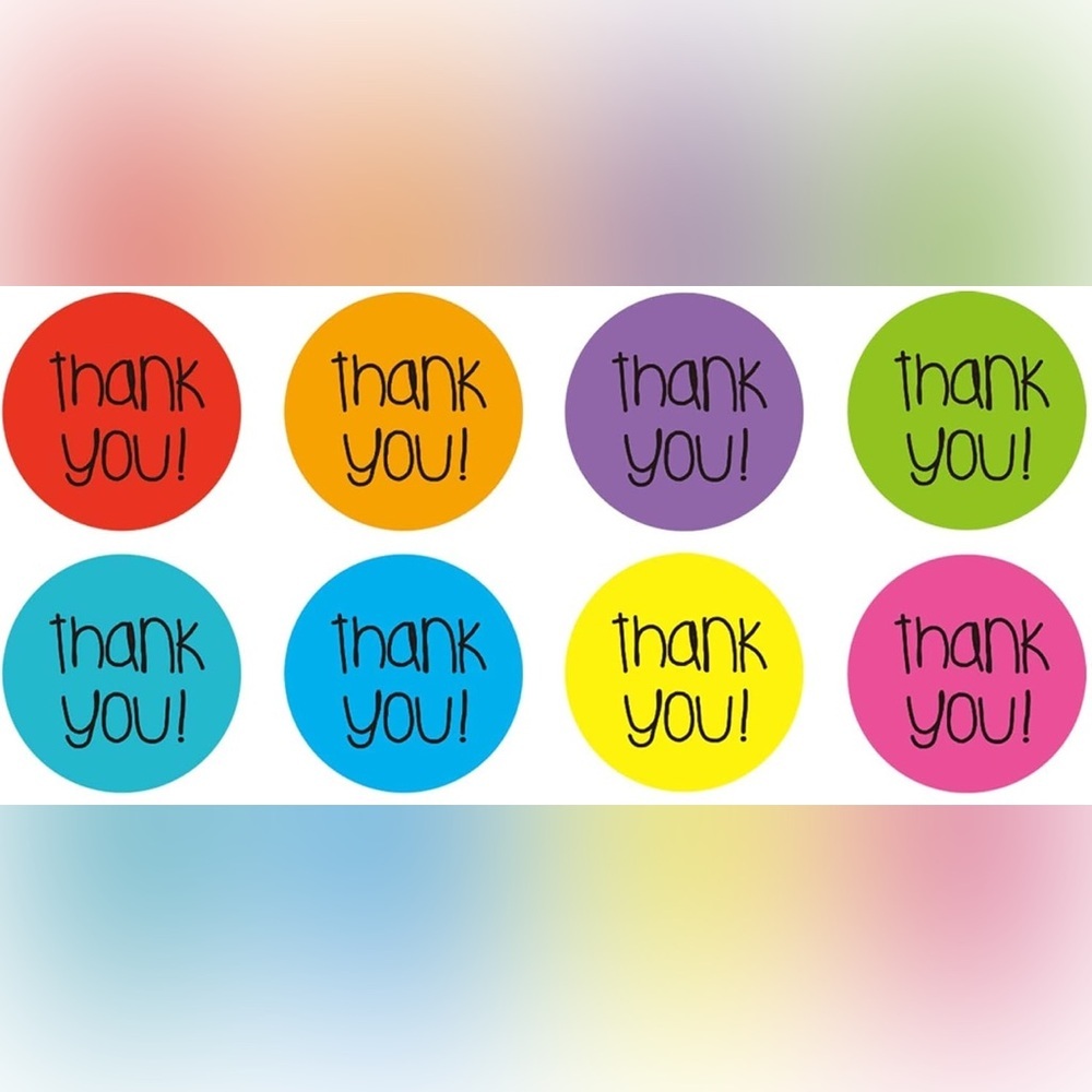 50 Count - Vibrant thank you! Stickers, Multi-Colored, Colorful, 1.5 inches - Picture 4 of 12